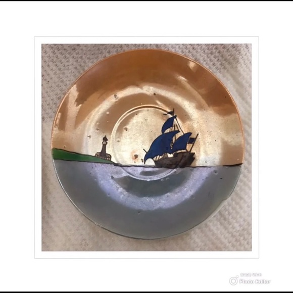 JAPAN TEACUP TEA CUP SAUCER PORCELAIN SET BOATS MOTHER OF PEARL PAINTED VINTAGE - Picture 5 of 10